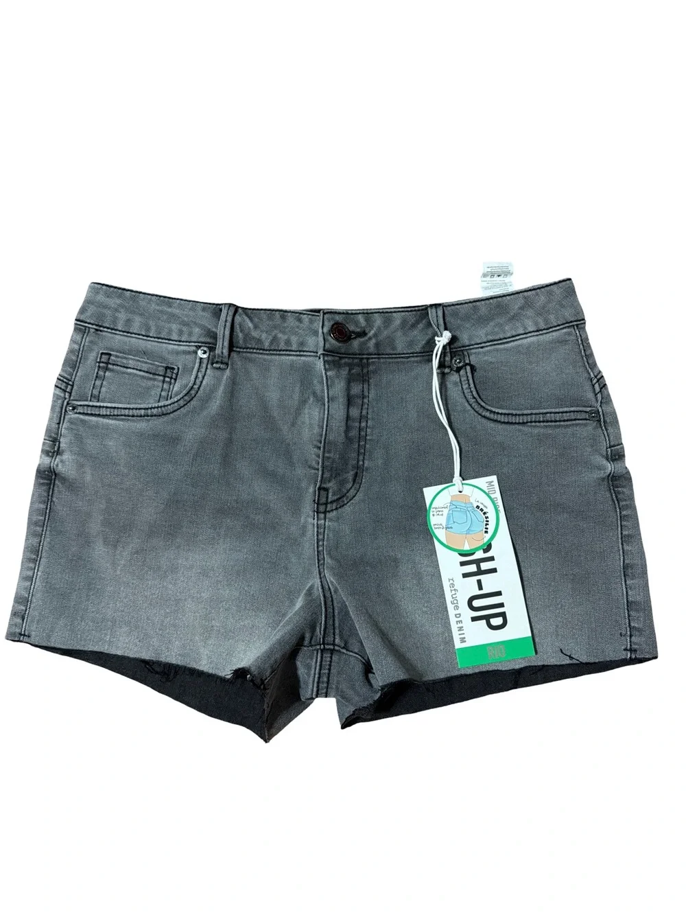 Refuge Denim High Rise Gray Washed Denim Shorts